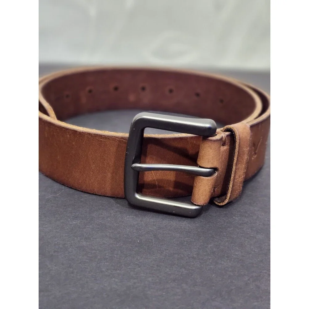 American Eagle AE Brown Leather Belt W/Eagle Sz 28-34